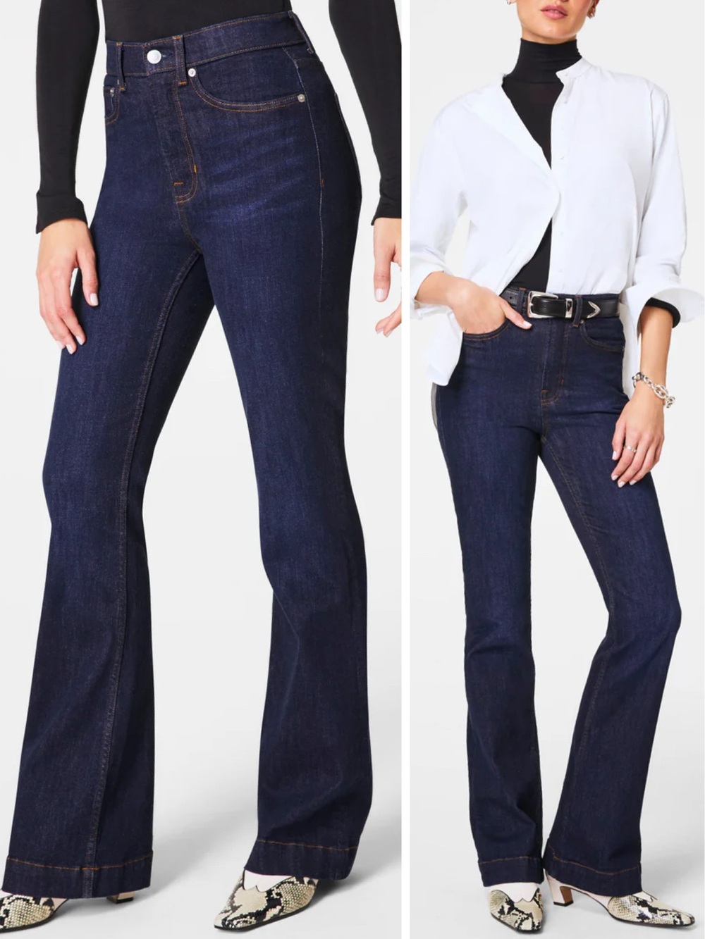 SPANX SpanxSculpt Redefined Dark Indigo High Rise Flare Jeans Size 14